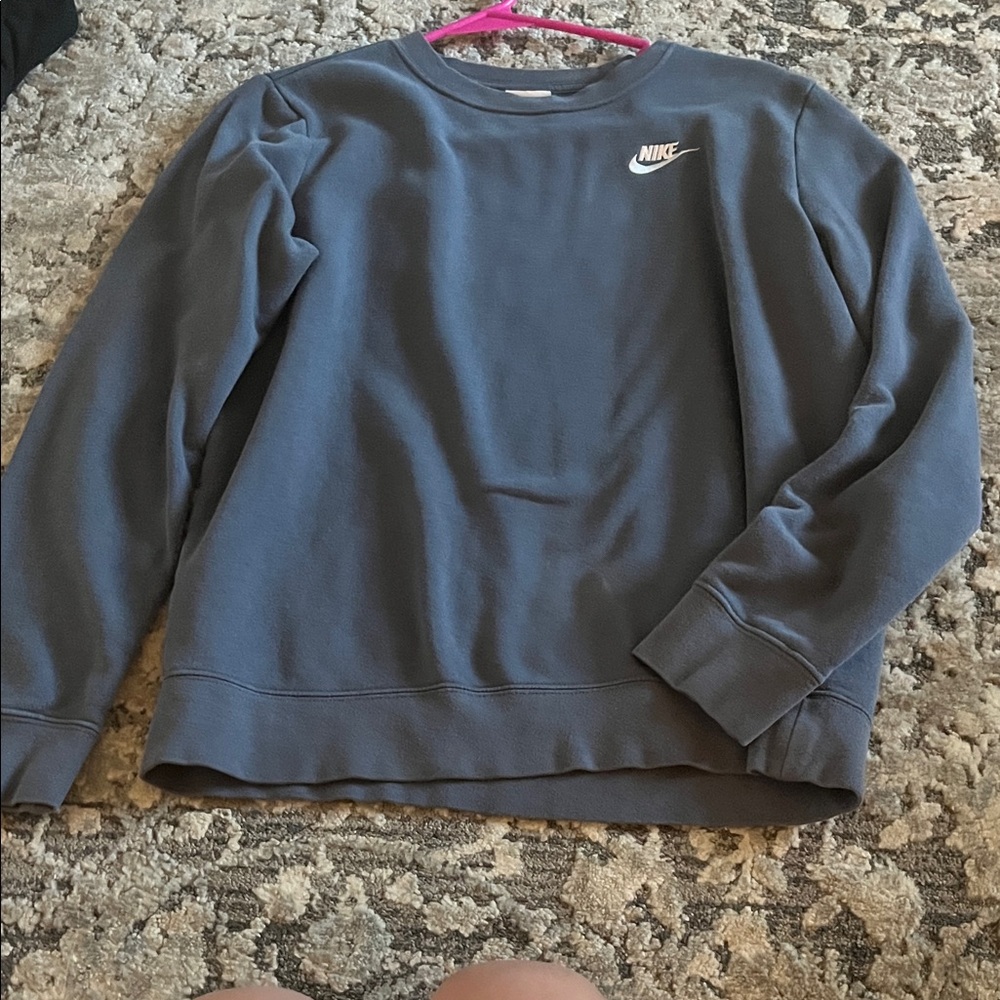 Nike Dark Charcoal Crewneck Sweatshirt with White Swoosh